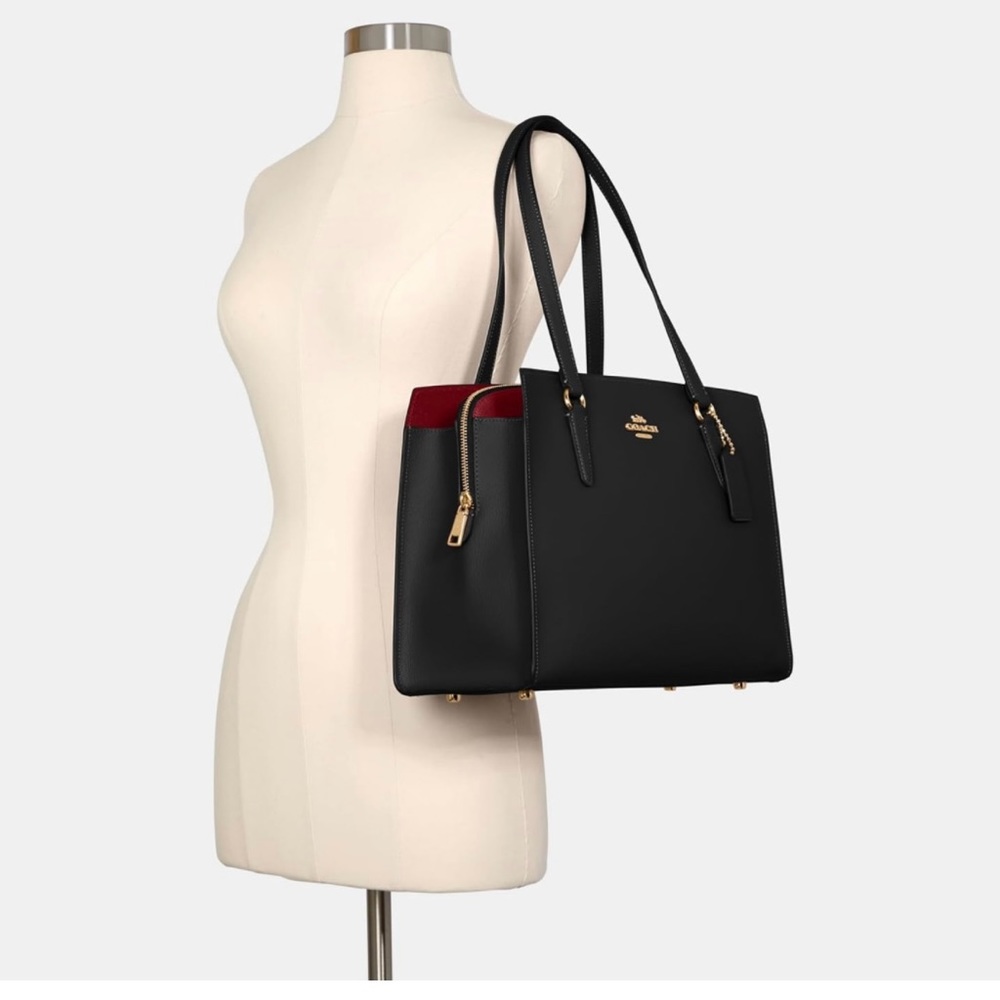 Coach Carry All Tatum-40 Black with red interior